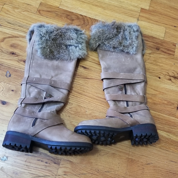 Fabianelli Tall Brown Leather Boots With Rarrit Fur Size 36 - Picture 8 of 11